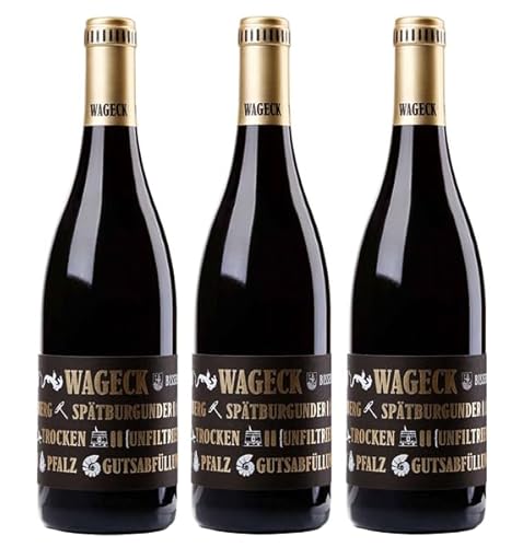 3x 0,75l - 2018er - Wageck Pfaffmann - Goldberg - Spätburgunder - Qualitätswein Pfalz - Deutschland - Rotwein trocken von Wageck Pfaffmann