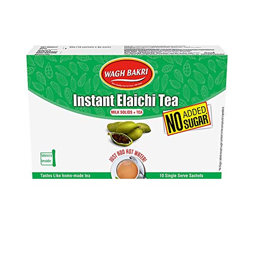 Wagh Bakri Elaichi Instant Tea Premix – ohne Zuckerzusatz – 10 Beutel, 80 g (2 Stück) von Wagh Bakri