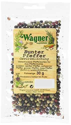 Wagner Gewürze Bunter Pfeffer ganz Gewürzmischung, 5er Pack (5 x 30 g) von Wagner Gewürze