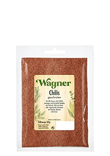 Wagner Gewürze Chillies geschrotet scharfe Chiliflocken als Gewürz für Chili con Carne, Saucen & Fleisch, Chilli für die Mühle, getrocknet, Menge: 1 x 100 g von Wagner Gewürze