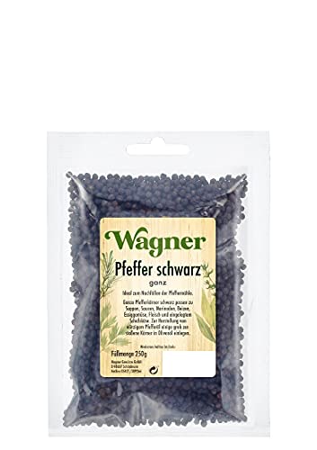 Wagner Gewürze Pfeffer schwarz ganz, 1er Pack (1 x 250 g) von Wagner Gewürze