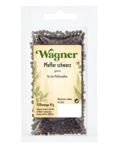 Wagner Gewürze - Pfeffer schwarz ganz | 40 g im Beutel Wagner Gewürze - Pfeffer schwarz ganz | 40 g im Beutel von Wagner Gewürze