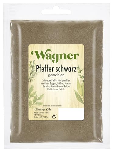 Wagner Gewürze Pfeffer schwarz gemahlen, 1er Pack (1 x 250 g) von Wagner Gewürze