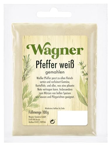 Wagner Gewürze - Pfeffer weiß gemahlen | 100 g im Beutel Wagner Gewürze - Pfeffer weiß gemahlen | 100 g im Beutel von Wagner Gewürze