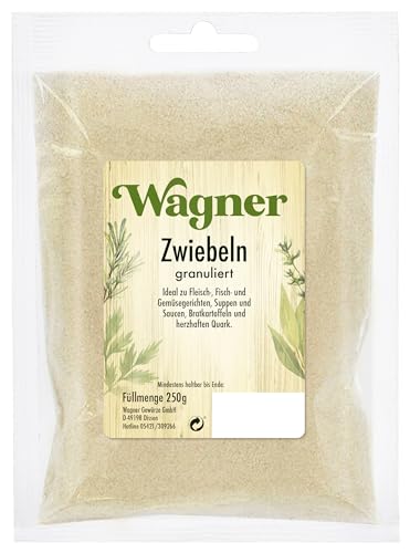 Wagner Gewürze Zwiebeln granuliert 1er Pack Zwiebelpulver für Fleisch, Fisch, Gemüse & vieles mehr, Zwiebel-Granulat getrocknet, & granuliert, Menge: 1 x 250 g von Wagner Gewürze