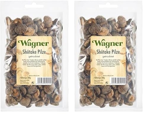Wagner Green Forest Shiitake Pilze asiatische Speisepilze zum Kochen & Essen, getrocknet & natürlich, ideal für Reis und Suppen, Menge: 1 x 100 g (Packung mit 2) von Wagner Green Forest