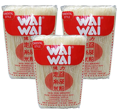 [ 3x 400g ] WAI WAI BRAND Reisnudeln / Rice Vermicelli 0,5mm / Orientel Style von Wai Wai