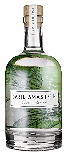 WAJOS Basil Smash Gin 500ml (42% vol) | Basilikum Gin | Gin mit ausgewählten Botanicals | Pur, als Gin Tonic oder Cocktail | Gin Geschenk für Gin Fans von wajos