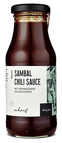 WAJOS Sambal Chili Sauce 245ml mit gemahlenen Chilischoten | Chili Sauce scharf | Sambal Sauce, Grillsauce, Würzsauce, BBQ Sauce ideal zum Grillen & kochen von wajos