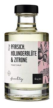 WAJOS Pfirsich, Holunderblüte & Zitrone Tonic Sirup 200ml | Sirup zum Mixen von Tonic Water, alkoholfreien Cocktails & klassischem Gin Tonic | Gin Fans von wajos