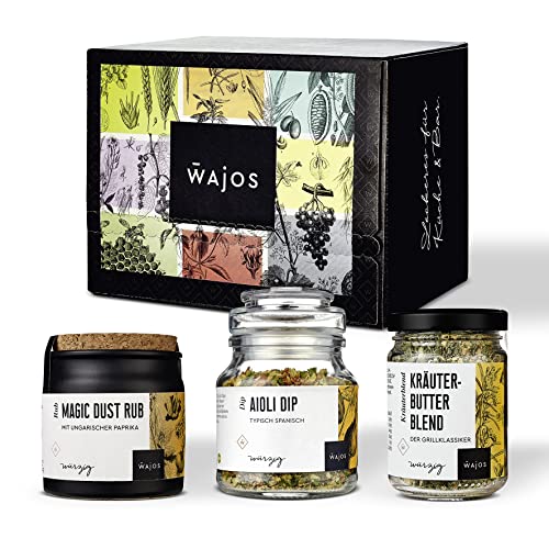 WAJOS 3er Kräuter Set | Kräutermischung, Rub & Dip | Gewürze zum Kochen & Grillen | Gewürz Set & Grillset | Geschenk für Männer WAJOS 3er Kräuter Set | Kräutermischung, Rub & Dip | Gewürze zum Kochen & Grillen | Gewürz Set & Grillset | Geschenk für Männer von wajos