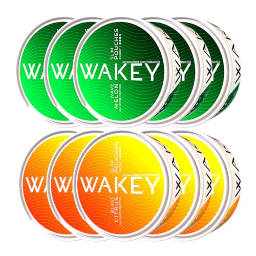 Wakey Exotic Packet, 5 Dosen Melone, 5 Dosen Citrus, Energy Pouches Snus Koffeinbeutel, 50 mg pro Beutel, 10 x 20 Beutel von Wakey