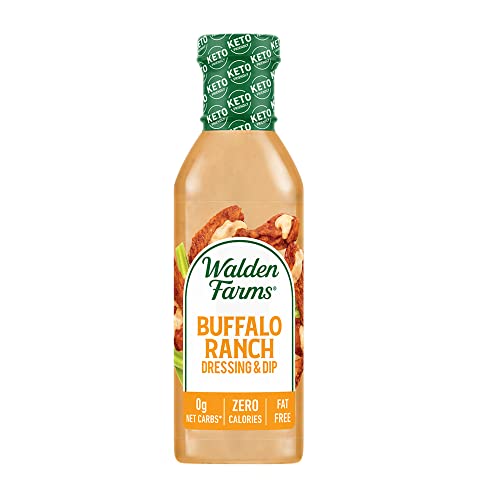 Walden Farms Buffalo Ranch Dressing 340 ml Flasche cremiger und würziger Geschmack, frisch und lecker, 0 g Netto-Kohlenhydrate, Gewürz, koscher, zertifiziert, so schmackhaft auf Salat, Flügel, Huhn, von Walden Farms