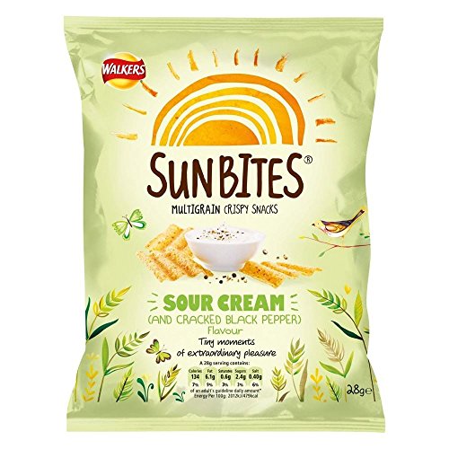 Walkers SunBites Vollkorn Snacks - Sour Cream & Cracked Black Pepper (28 g) - Packung mit 6 von Walkers (Crisps, Snacks & Dips)