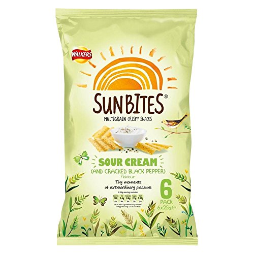 Walkers SunBites Vollkorn Snacks - Sour Cream & Cracked Black Pepper (6x25g) - Packung mit 6 von Walkers (Crisps, Snacks & Dips)