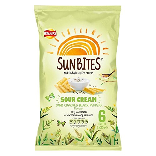 Walkers SunBites Vollkorn Snacks - Sour Cream & Cracked Black Pepper (6x25g) - Packung mit 6 von Walkers