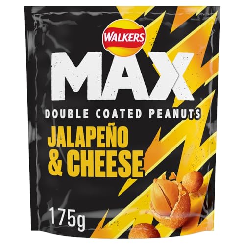 Walkers Max Strong Jalapeño & Cheese Sharing doppelt beschichtete Erdnüsse, 175 g, 8 Stück, Gelb Walkers Max Strong Jalapeño & Cheese Sharing doppelt beschichtete Erdnüsse, 175 g, 8 Stück, Gelb von Walkers