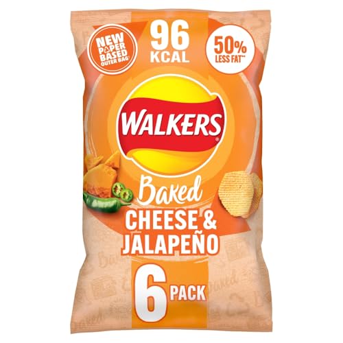 Walkers Ofengebackener Käse & Jalepeno Crisps 6 x 22g (Verpackung kann variieren) von Walkers