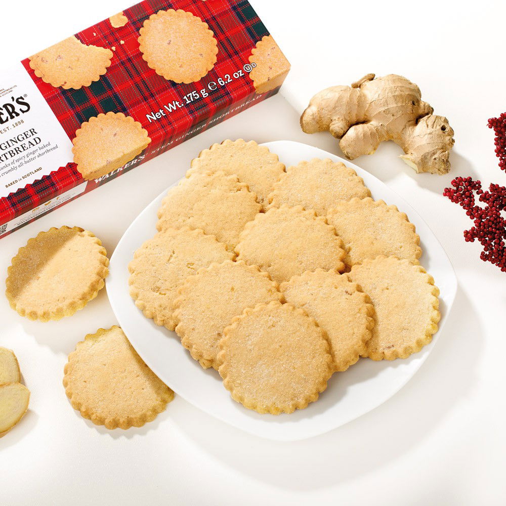 Walkers Shortbread Stem Ginger mit kandierten Ingwerstückchen Walkers Shortbread Stem Ginger mit kandierten Ingwerstückchen von Walkers