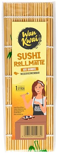 Wan Kwai Bambusmatte für authentisches Sushi - 1 Stück, leicht und langlebig - Ideal für die Zubereitung von verschiedenen Sushi-Rollen. von Wan Kwai
