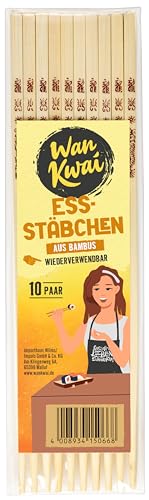 Wan Kwai Essstäbchen 10 Paar - Nachhaltiges Esserlebnis, leicht und handlich, mehrfach verwendbar, perfekt für authentische asiatische Speisen, ideal für unterwegs und umweltfreundlich. von Wan Kwai