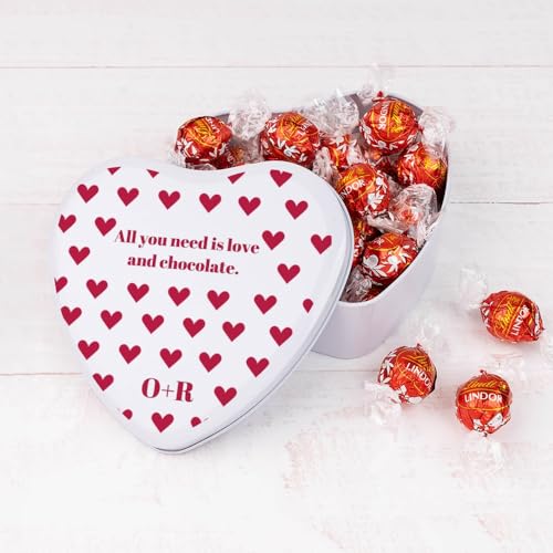 Wanapix | Herzf Blechdose mit Pralinen | Personalisierte mit Namen | Mit 22 Pralinen | Originelles Geschenk zum Valentinstag |16x15x5 cm (800 ml) - Love von Wanapix