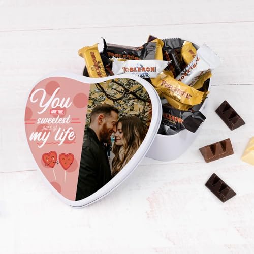 Wanapix | Herzf Blechdose mit Schokolade | Personalisierte Mit Foto | Mit 22 Schokoriegel | Originelles Geschenk zum Valentinstag | 16x15x5 cm (800 ml) - Candy von Wanapix