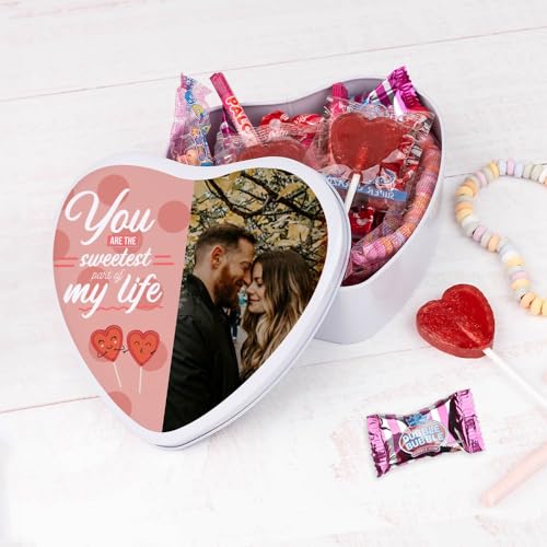 Wanapix | Herzf Blechdose mit Süßigkeiten | Personalisierte Mit Foto | Mit 32 Süßigkeiten | Originelles Geschenk zum Valentinstag | 16x15x5 cm (800 ml) - Candy von Wanapix