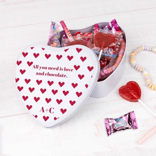 Wanapix | Herzf Blechdose mit Süßigkeiten | Personalisierte Namen | Mit 32 Süßigkeiten | Originelles Geschenk zum Valentinstag | 16x15x5 cm (800 ml) - Love von Wanapix