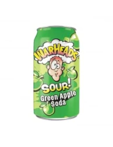 · CANDYBOX · Warheads Sour Beverage Kohlensäurehaltiges Soda aus den USA Aromen von Amerika Fruchtige Aromen inspiriert von sauren Bonbons in einer grünen Apfeldose 355 ml von Warheads