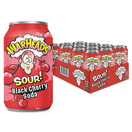 Warheads - Saures fruchtiges Soda mit klassischen Warheads-Geschmacksrichtungen, 12 x 255 ml Dosen (US Import) (Black Cherry) von Warheads