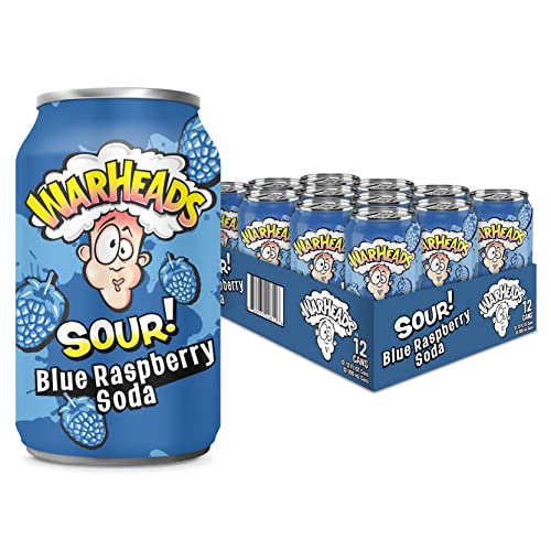 Warheads - Saure fruchtige Soda mit klassischen Kriegskanälen, 12 x 255 ml Dosen (US Import) (Blue Raspberry), 4260 milliliters, 340 grams von Warheads
