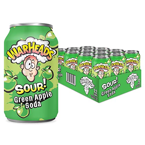 Warheads - Saures fruchtiges Soda mit klassischen Warheads-Geschmacksrichtungen, 12 x 255 ml Dosen (US Import) (grüner Apfel) von Warheads