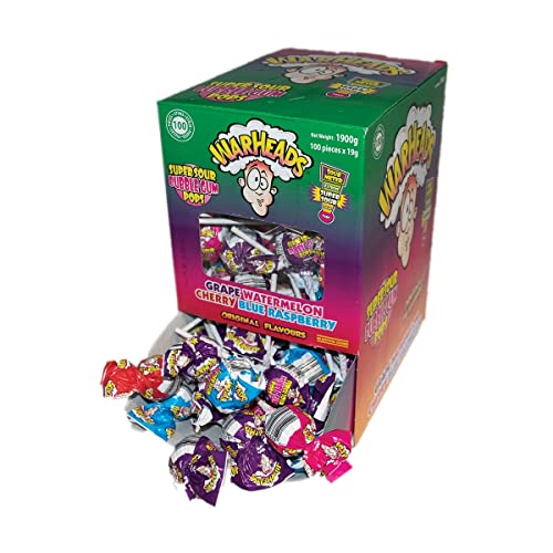 Warheads Super Sour Bubble-gum-Pops 19g x 100 Stück von Mega Warheads