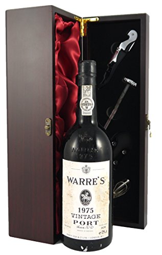 Warre's Vintage Port 1975 in einer mit Seide ausgestatetten Geschenkbox, da zu 4 Weinaccessoires, 1 x 750ml von GONDMAX