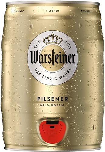 Warsteiner Premium Pilsener 5 L Bierfass mit Zapfhahn, Partyfass, Pfandfrei (1 x 5 l Partyfass) von Warsteiner