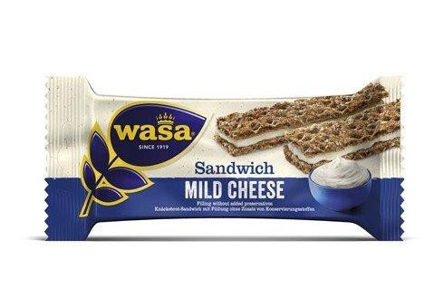 24 Riegel Wasa Sandwich Käse 37g / Roggen Knäckebrot Riegel mit einer Füllung mit Käsegeschmack von Wasa