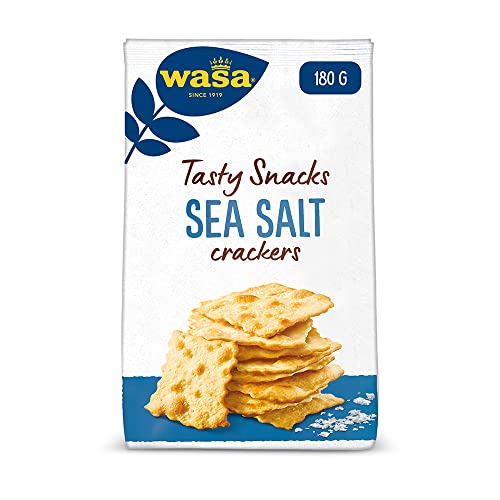Wasa Tasty Snacks Crackers Sea Salt 5x180g | Knusprige Knäcke-Cracker mit Meersalz, leckerer Snack von Wasa