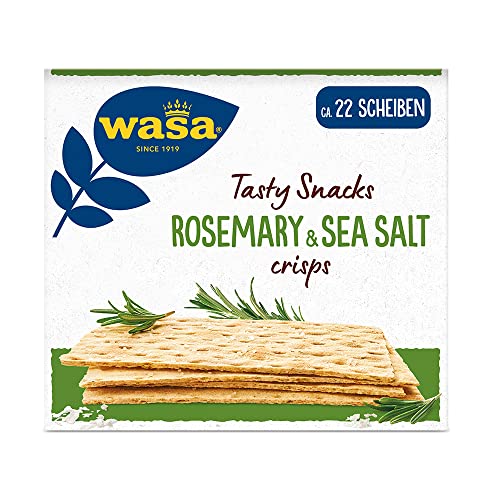 Wasa Tasty Snacks Crisps Rosemary & Sea Salt 10x190g | Extra dünner Knäckebrot-Snack mit Rosmarin und Meersalz, 2 Packs, Ideal zum Snacken von Wasa