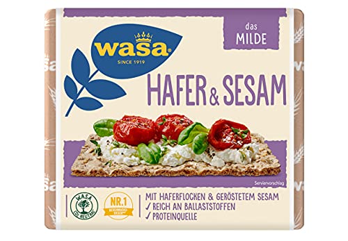Wasa Knäckebrot Hafer & Sesam 12x230g | Das Milde Hafer & Sesam Knäckebrot, reich an Ballaststoffen von Wasa