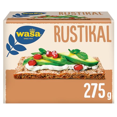 Wasa Rustikal 12x275g I 100% Roggenvollkornmehl, knusprig-rustikales Roggen-Knäckebrot mit herzhaftem Geschmack von Wasa