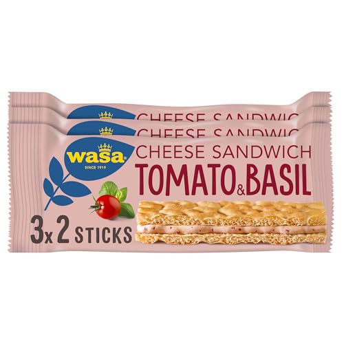 Wasa Knäckebrot Sandwich Käse, Tomate & Basilikum Multipack, 8er Pack (8 x 120 g) von Wasa