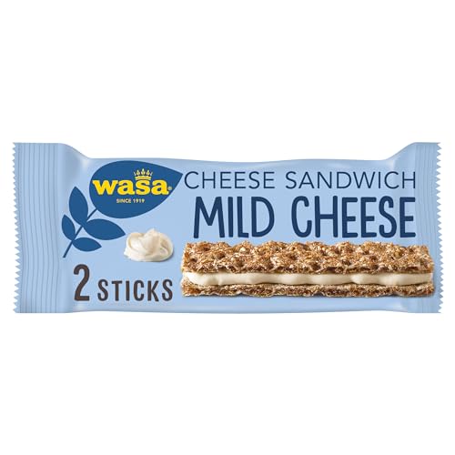 Wasa Sandwich Mild Cheese 24x30g | Sandwich-Knäckebrot-Snack aus Roggenvollkornmehl mit einer milden Käse-Füllung, je 2 Sticks, Perfekt für unterwegs von Wasa