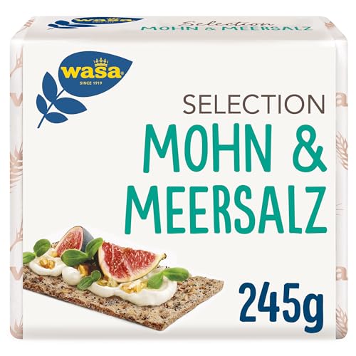 Wasa Selection Mohn & Meersalz - Knuspriges Knäckebrot - 12er Pack (12 x 245 g) von Wasa