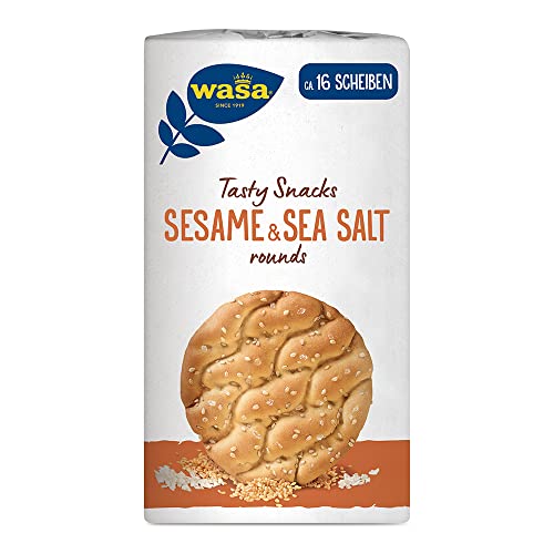 Wasa Delicate Rounds Sesame & Sea Salt – Rundes Knäckebrot aus Weizen mit Sesam und Meersalz – 8er Pack (8 x 235 g) von Wasa