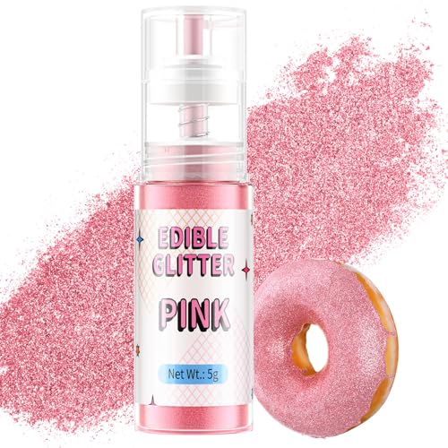 Essbarer Glitzer Spray Pink, Waysroma Goldpuder Essbar für Backen Lebensmittel Glitzer für Getränke, Erdbeeren, Cupcakes, Osterkuchen, Fondant, Cocktails, Schokolade (5g) von Waysroma