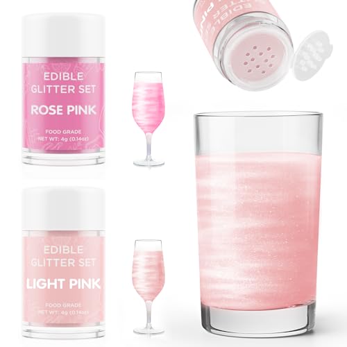 Essbarer Glitzer für Getränke Rosa und Hellrosa, Waysroma 2 Farben Glitzerpulver set geschmacklos Glitzer Trinkbares Glitzerpuder für Likör, Cocktails, Sekt, Wein, Champagner, Osterkuchen (4g) Essbarer Glitzer für Getränke Rosa und Hellrosa, Waysroma 2 Farben Glitzerpulver set geschmacklos Glitzer Trinkbares Glitzerpuder für Likör, Cocktails, Sekt, Wein, Champagner, Osterkuchen (4g) von Waysroma
