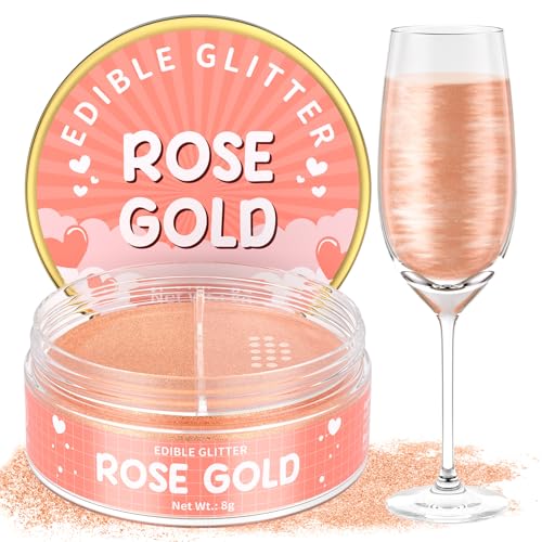 Essbarer Glitzer Roségold 8g Mit Pulversiebloch, Waysroma Essbarer Glitzer für Getränke Geschmacklos Lebensmittel Glitzer für Torten, Schokolade, Erdbeeren, Fondant, Cocktails, Osterkuchen, Drinks Essbarer Glitzer Roségold 8g Mit Pulversiebloch, Waysroma Essbarer Glitzer für Getränke Geschmacklos Lebensmittel Glitzer für Torten, Schokolade, Erdbeeren, Fondant, Cocktails, Osterkuchen, Drinks von Waysroma