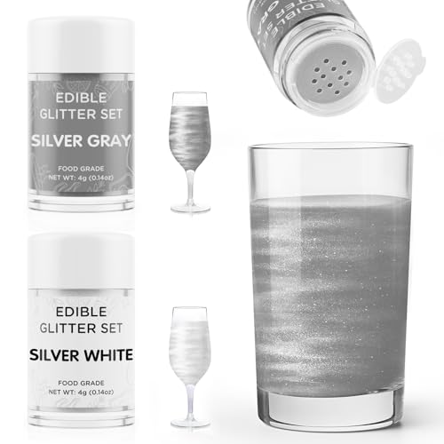 Essbarer Glitzer für Getränke Silbergrau und Silberweiß, Waysroma 2 Farben Glitzerpulver set geschmacklos Glitzer Trinkbares Glitzerpuder für Likör, Cocktails, Champagner, Osterkuchen (4g) Essbarer Glitzer für Getränke Silbergrau und Silberweiß, Waysroma 2 Farben Glitzerpulver set geschmacklos Glitzer Trinkbares Glitzerpuder für Likör, Cocktails, Champagner, Osterkuchen (4g) von Waysroma