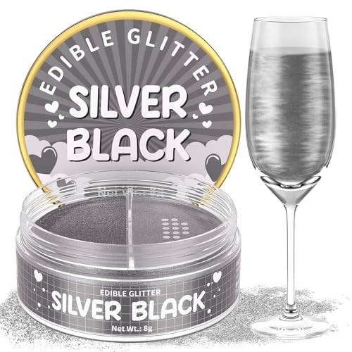 Essbarer Glitzer Silberschwarz 8g Mit Pulversiebloch, Waysroma Essbarer Glitzer für Getränke Geschmacklos Lebensmittel Glitzer für Torten, Schokolade, Erdbeeren, Cocktails, Osterkuchen, Drinks Essbarer Glitzer Silberschwarz 8g Mit Pulversiebloch, Waysroma Essbarer Glitzer für Getränke Geschmacklos Lebensmittel Glitzer für Torten, Schokolade, Erdbeeren, Cocktails, Osterkuchen, Drinks von Waysroma